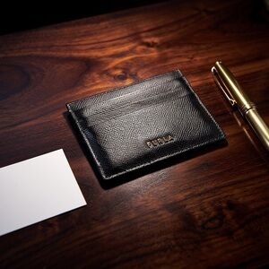 Furla Classic Credit Card Case Black Card Wallet